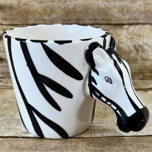 Ruby Zebra Coffee Mug‎ 3D Animal Head Handle Hand Painted Ceramic 12 oz